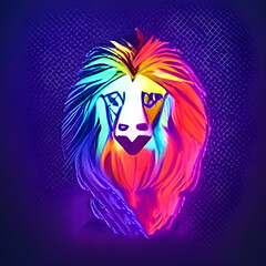 a colorful glowing low poly logo of a lion. low poly lion logo
