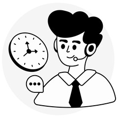 Customer service representative icon in glyph design