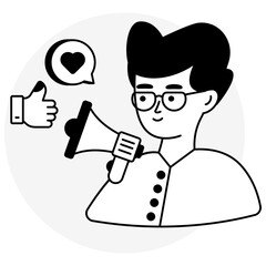 Avatar holding megaphone depicting concept of promotion