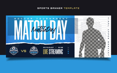 Soccer sports match day banner flyer for social media post