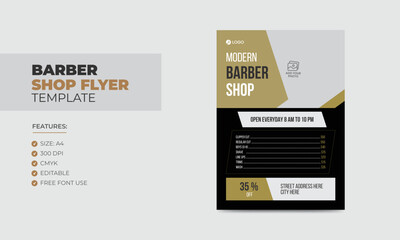 Modern barbershop flyer design template editable beauty salon business poster template
