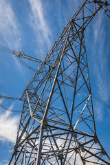 Electric power. High voltage post or High voltage tower