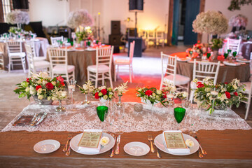 Decorated served table for wedding party or other event
