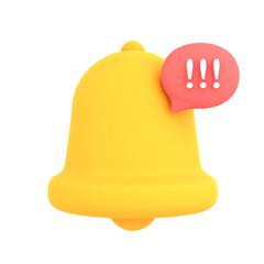 3d bell reminder notification alert or alarm ecommerce icon for application website ui on isolated background