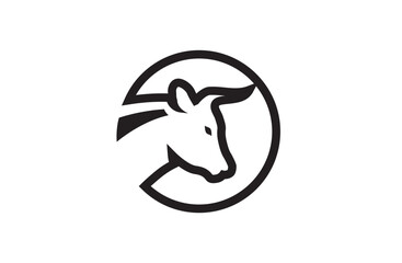 black and white Bull head logo design vector icon symbol graphic illustration creative idea. 