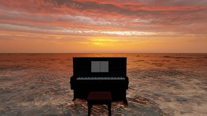 piano grand piano keyboard with nature background © Hirzan