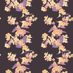 vector seamless pattern with flowers , floral background, hand drawn illustration