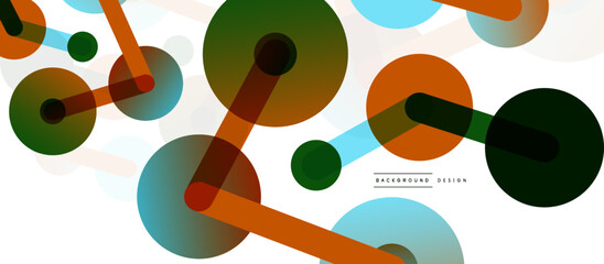 Line points connections geometric abstract background. Circles connected by lines. Trendy techno business template for wallpaper, banner, background or landing