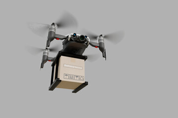 Drone technology engineering device industry flying in industrial logistic export import product home delivery service logistics shipping transport transportation to go new year 2022 3D render