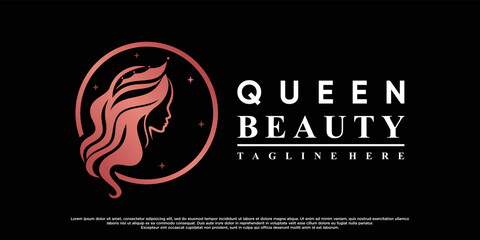 Beauty queen icon logo design for women with modern concept Premium Vector