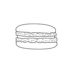 Macaron Outline Icon Illustration on White Background