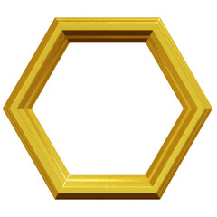 Hexagonal Gold Frame 3D Render Illustration