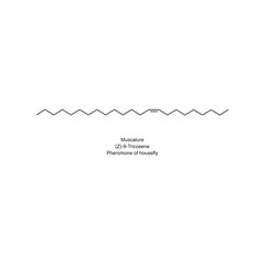 Chemical structure of Muscalure - housefly pheromone - on white background.