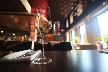 glass of wine in the restaurant on the table serving