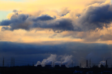 Naklejka na ściany i meble chemical industry plant air pollution