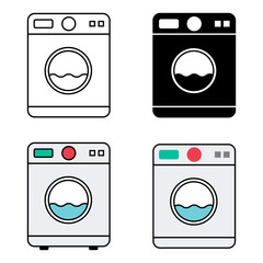 Set of Washing machine equipment, Electric washer laundry icon, wash symbol clothes, vector illustration background