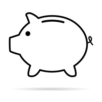 Piggy Bank Flat Icon, Sign Vector With Empty Web Symbol. Money Income, Economic Graphic Button