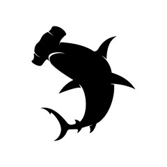 Hammerhead Shark Silhouette - obrazy, fototapety, plakaty