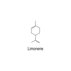 Limonene (alkene) chemical structure on white background - component of orange and lemon oils.