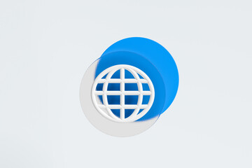 Web icon with earth globe, concept of internet