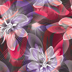 seamless floral pattern with colorful tropical leaves on abstract background. nature wallpaper. flowers background. tropical background decorative. Floral background. Summer design. Exotic art