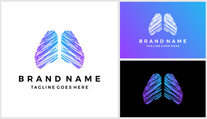 Abstract line lung logo design vector