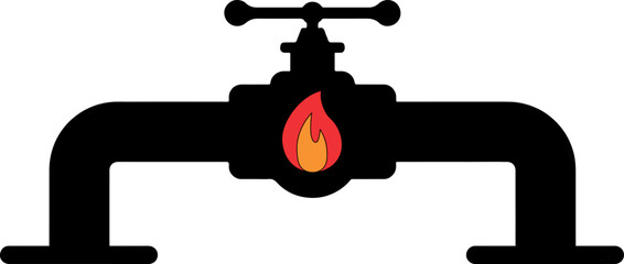 Natural gas pipe flame outline icon. linear style sign flame