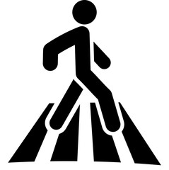 Pedestrian figure on zebra crossing icon black color vector illustration flat style simple image