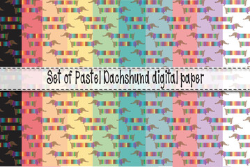 Seamless pattern/digital pastel dachshund paper