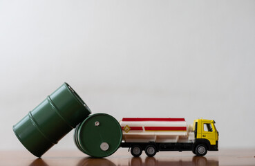 toy barrels and truck, miniature