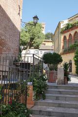 Fototapeta na wymiar Vicolo con scalinata a Santarcangelo di Romagna, Rimini, Emilia Romagna