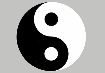 yin yang sign isolated on gray background - obrazy, fototapety, plakaty
