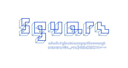 Square alphabet, font 3d, vector illustration 10EPS