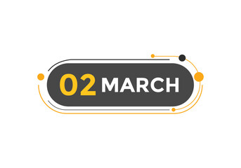 march 2 Calendar icon Design. Calendar Date 2nd March. Calendar template 
