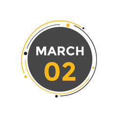 march 2 Calendar icon Design. Calendar Date 2nd March. Calendar template 
