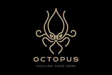 Octopus Squid Cuttlefish Kraken Monogram Logo Design