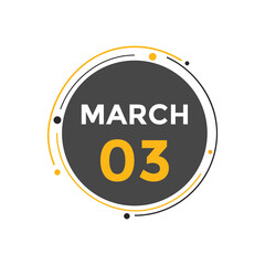 march 3 Calendar icon Design. Calendar Date 3rd March. Calendar template 
