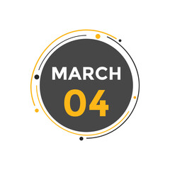 march 4 calendar reminder. 4th march daily calendar icon template. Vector illustration 
