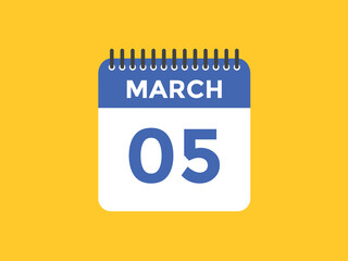 march 5 calendar reminder. 5th march daily calendar icon template. Vector illustration 
