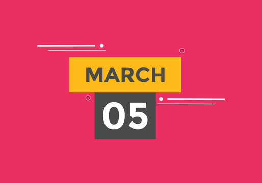 March 5 Calendar Icon Design. Calendar Date 5th March. Calendar Template 
