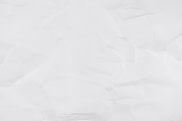 White crumpled paper texture background, clean white wrinkled paper, top view.	