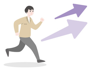 目標に向かって走る人物のビジネスイラスト