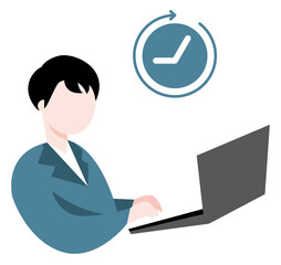 パソコンを使って仕事をする人物のビジネスイラスト