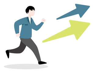 目標に向かって走る人物のビジネスイラスト