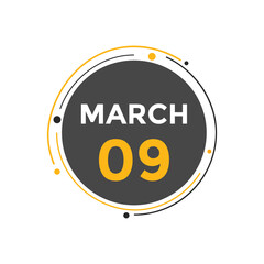 march 9 calendar reminder. 9th march daily calendar icon template. Vector illustration 
