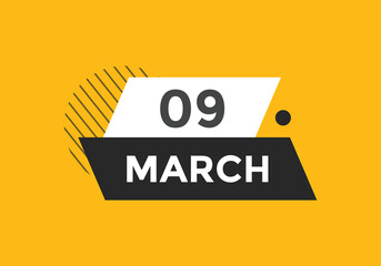 march 9 calendar reminder. 9th march daily calendar icon template. Vector illustration 
