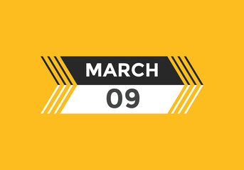 march 9 calendar reminder. 9th march daily calendar icon template. Vector illustration 
