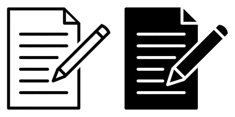 ofvs39 OutlineFilledVectorSign ofvs - writing pad vector icon . isolated transparent . paper with pencil . note / form . business contract . black outline and filled version . AI 10 / EPS 10 . g11347
