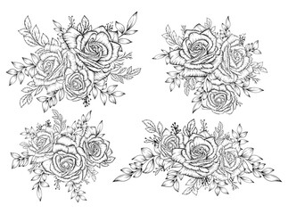 flower bouquet hand drawn decoration