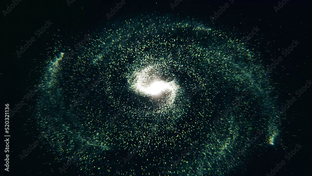 Wall mural rotating spiral galaxy - deep space exploration. animation of a galaxy in space with stars and nebul